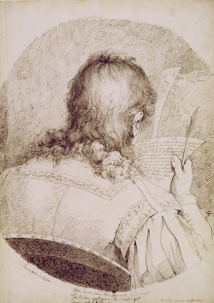 Selvportrett, ca. 1771-75 (penn og brunt blekk på vevd papir) av James Jefferys