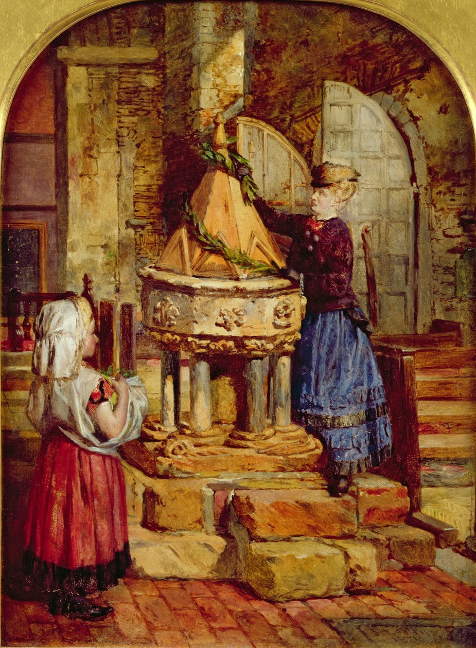 Dekorere den gamle fonten, 1871 av James Lobley