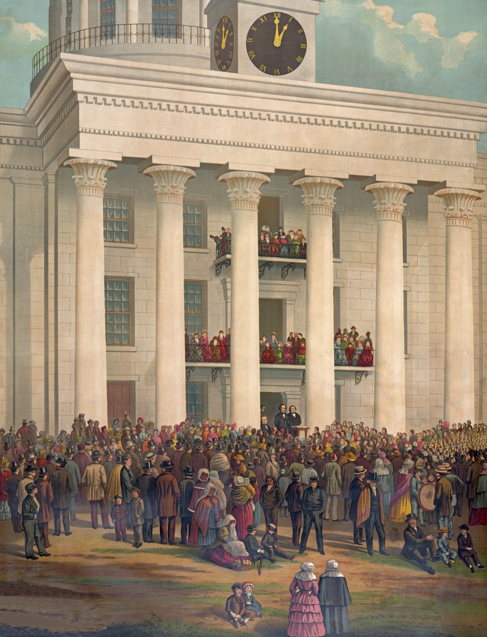Utgangspunktet for den store krigen mellom statene, innvielse av Jefferson Davis, Montgomery, Alabama, 18. februar 1861, pub. 1878 av James Massalon