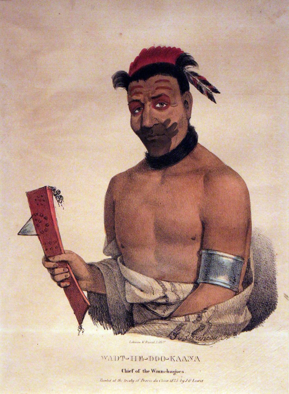 Wadt-He-Doo-Kaana, Winnebago Chief, 1825 av James Otto Lewis