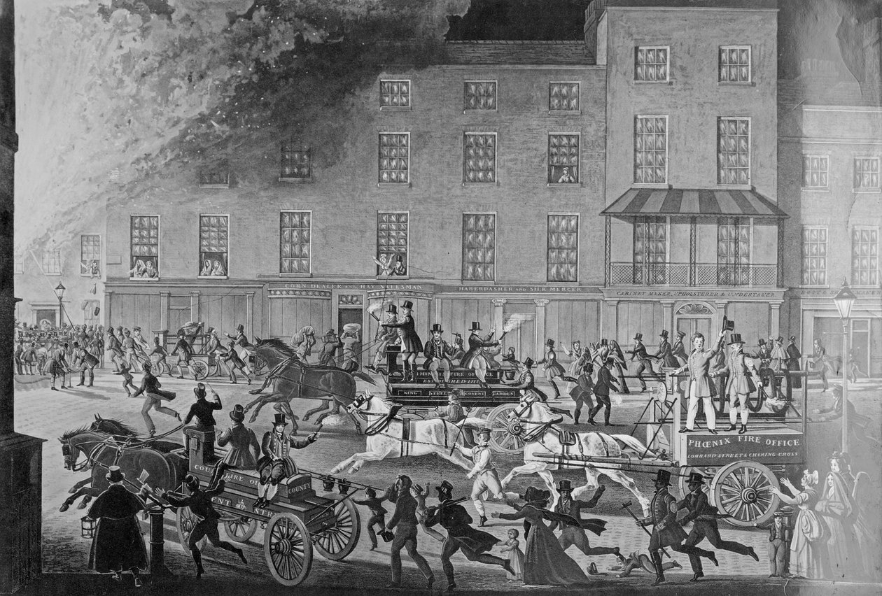 London Fire Engines, the Noble Protectors of Life and Property, gravert av R.G. Reeve, pub. av Thomas McLean, ca. 1830 av James Pollard