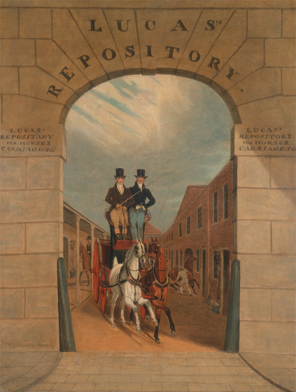 Skoling et par i en brems på Lucass Yard, Clerkenwell av James Pollard