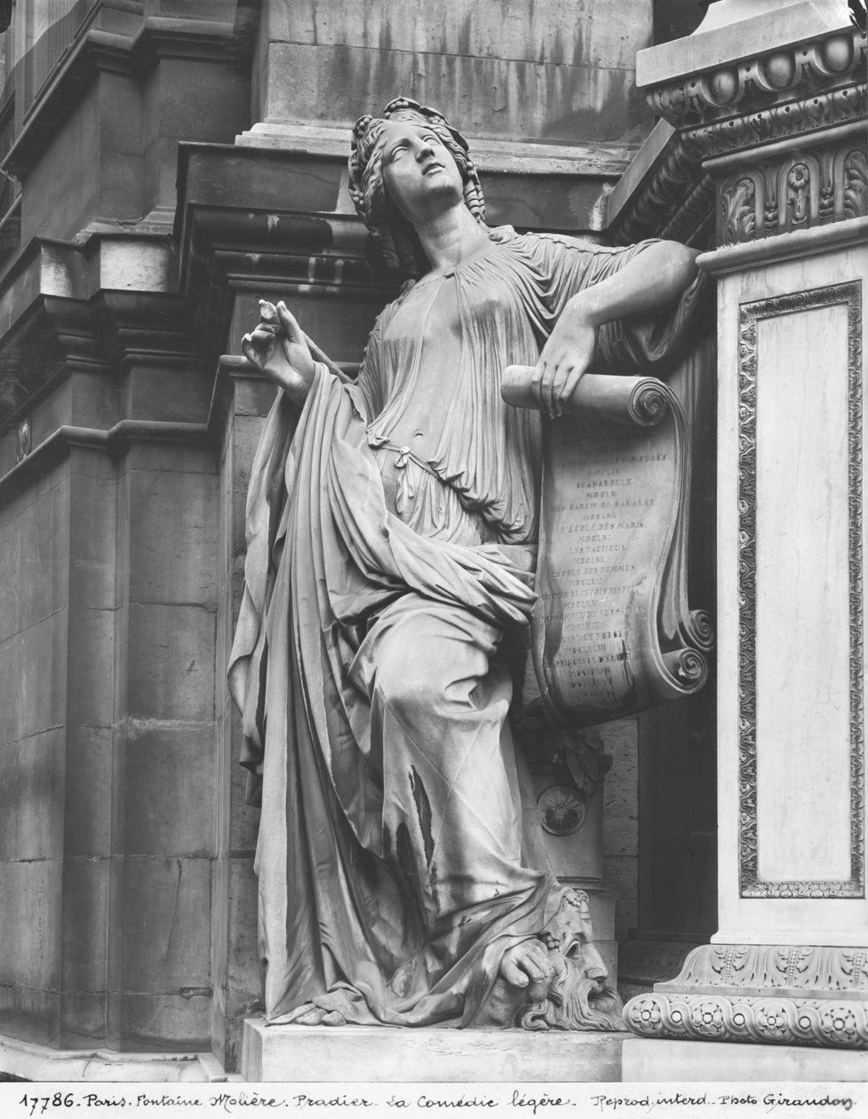 Moliere Fountain, Light Comedy, 1844 (marmor) (detalj) (se også 189432, 346524) av James Pradier