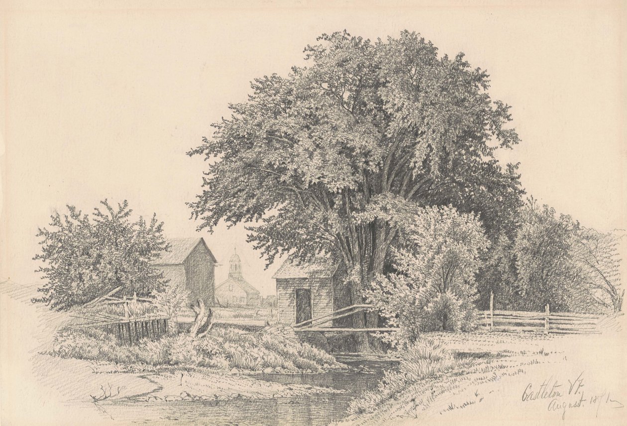 Castleton, Vermont, 1871 (grafitt på vevd papir) av James Renwick Brevoort