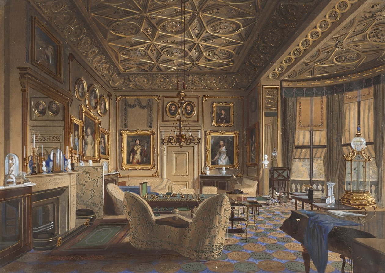 Dronningens private rom på Buckingham Palace. (The Queens Sitting Room at Buckingham Palac ... av James Roberts
