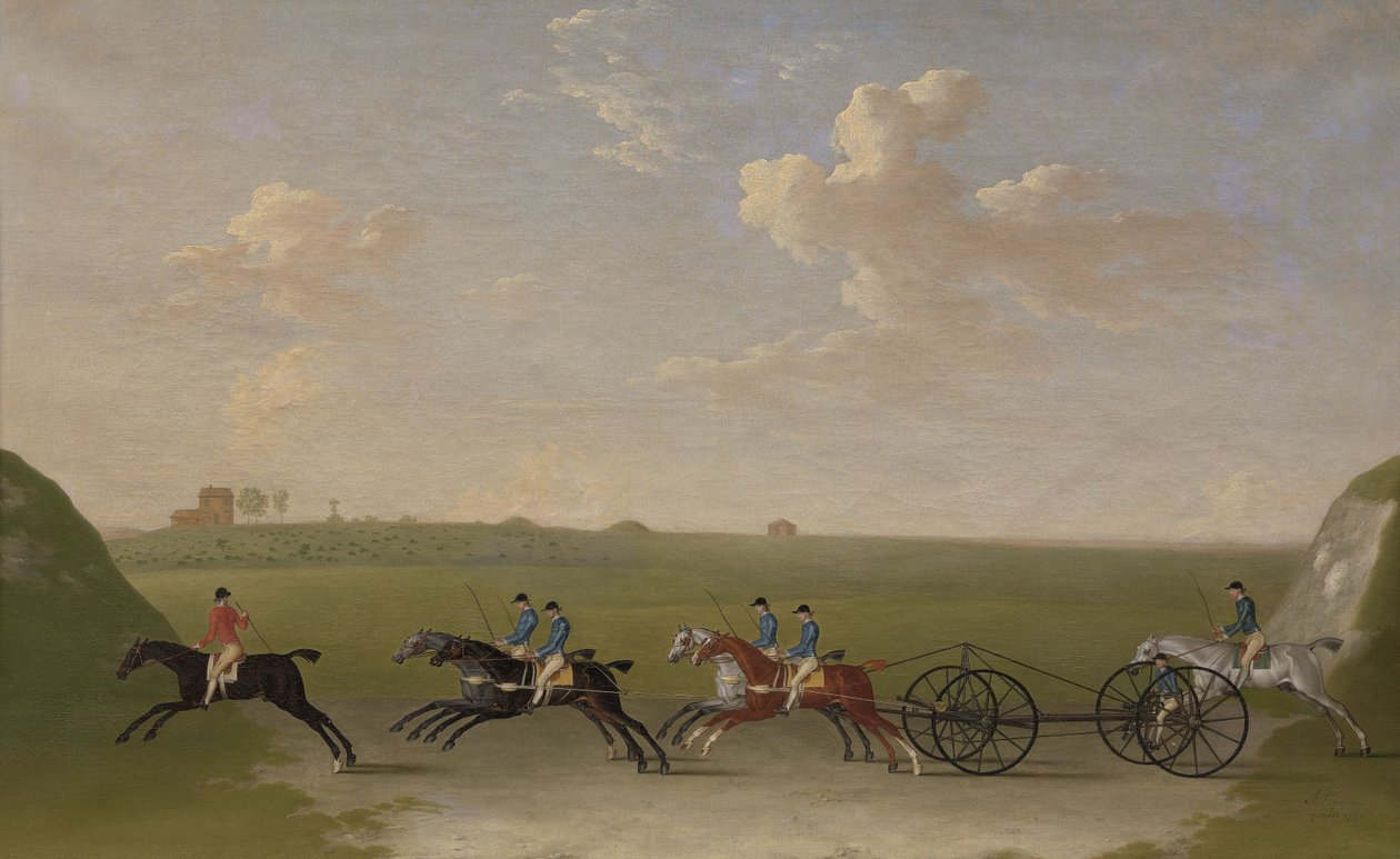 Chaise Match Run på Newmarket Heath onsdag 29. august 1750 av James Seymour