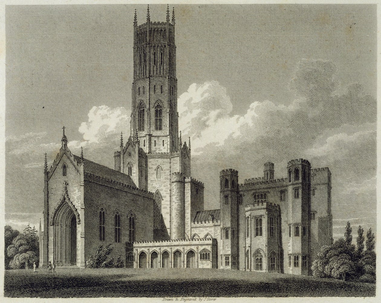 Sørøstutsikt over Fonthill Abbey, 1812 av James Storer