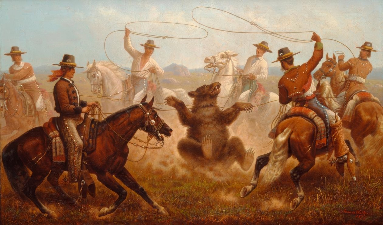 J.Walker, cowboyer fanger en bjørn med lasso av James Walker
