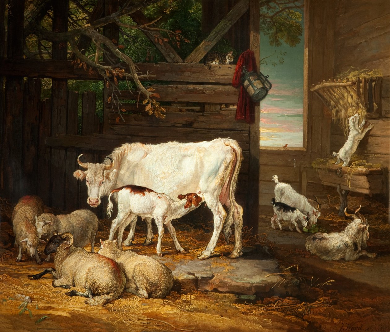 Interiør i en stall, 1810 av James Ward