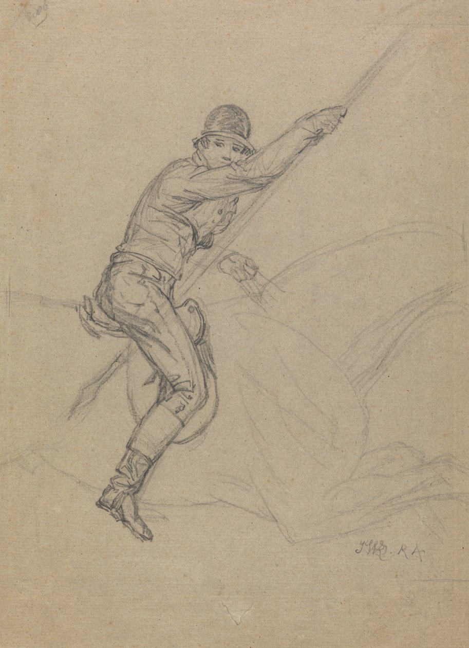 Sir Charles Blunt Hunting the Boar and Escape from the Tiger- a Study for One of a Set of Four Pai ... av James Ward