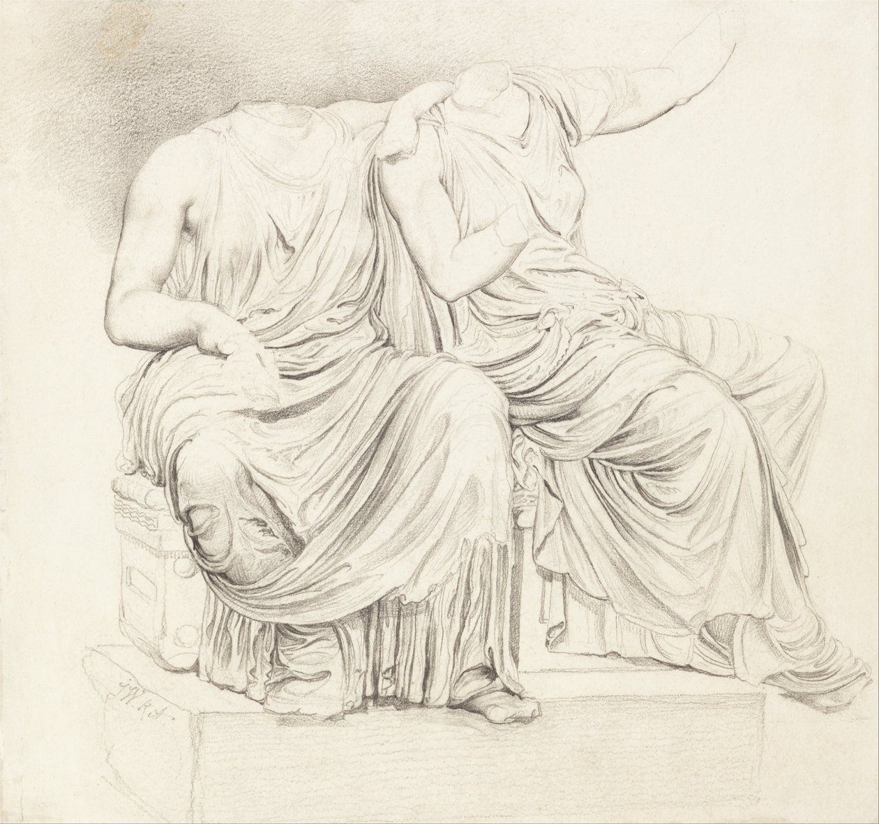 Studie av to hodeløse klassiske statuer av James Ward