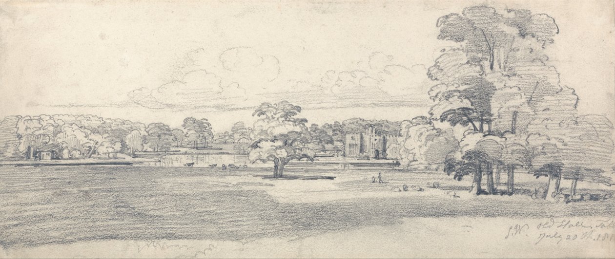 The Old Hall, Tabley, omgitt av Parkland, 20. juli 1814 (1819) av James Ward