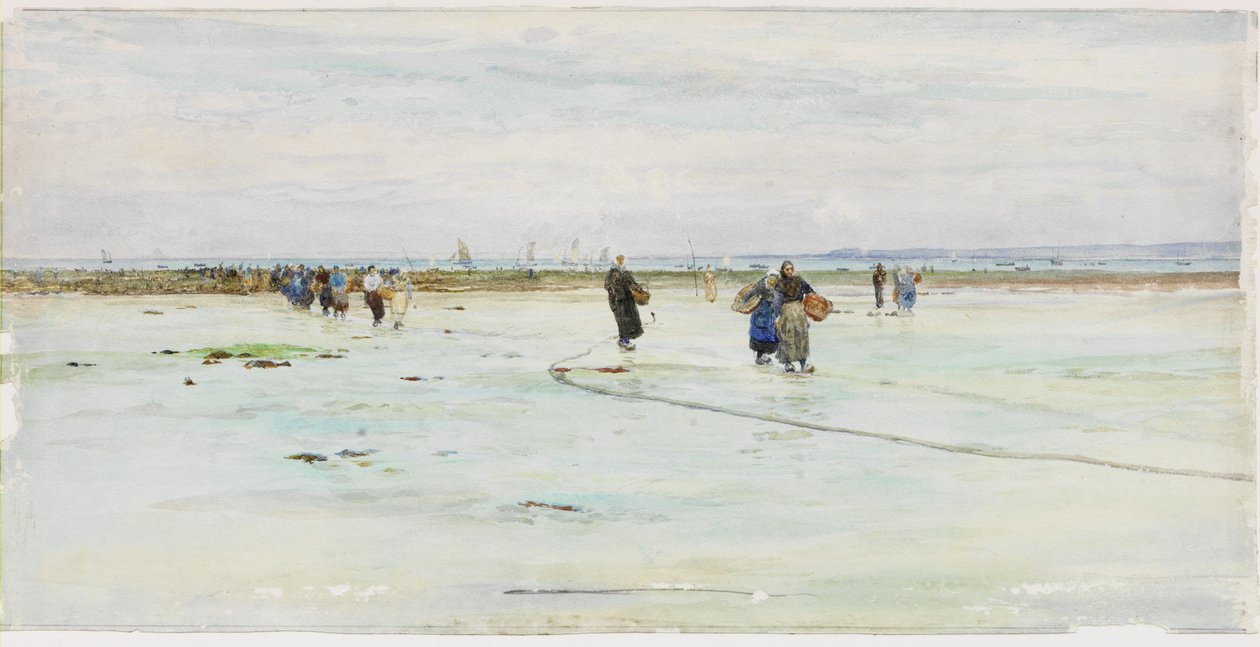 Fisherwomen on the Shore (akvarell på papir) av James Webb