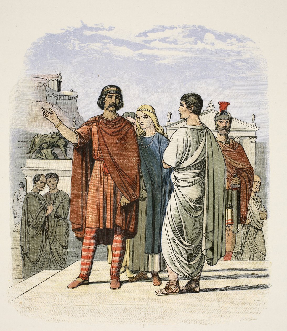 Caractacus i Roma i 52 e.Kr., fra A Chronicle of England f.Kr. 55 til 1485 e.Kr., pub. London, 1863 av James William Edmund Doyle