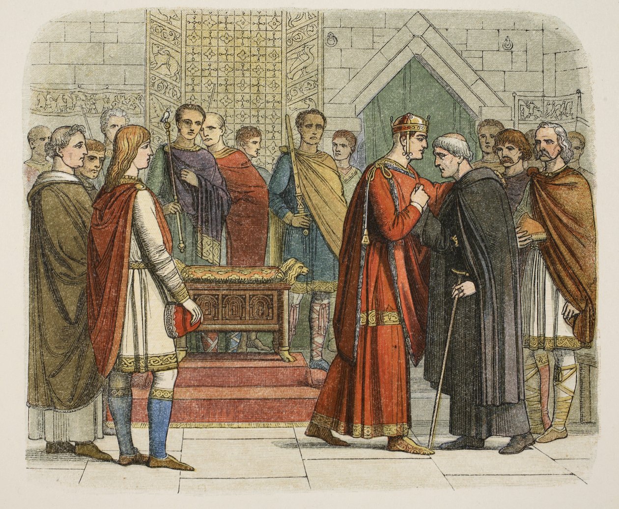 Kong William I retter retten til de engelske lederne i 1067, fra A Chronicle of England BC 55 til AD 1485, pub. London, 1863 av James William Edmund Doyle