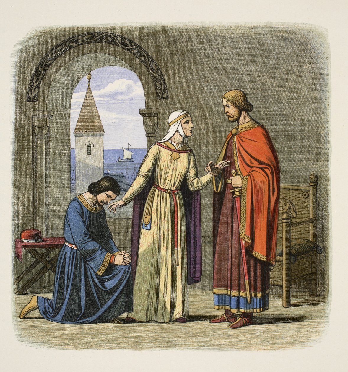 Richard benåder sin bror John, 1194, fra A Chronicle of England BC 55 til AD 1485, pub. London, 1863 av James William Edmund Doyle