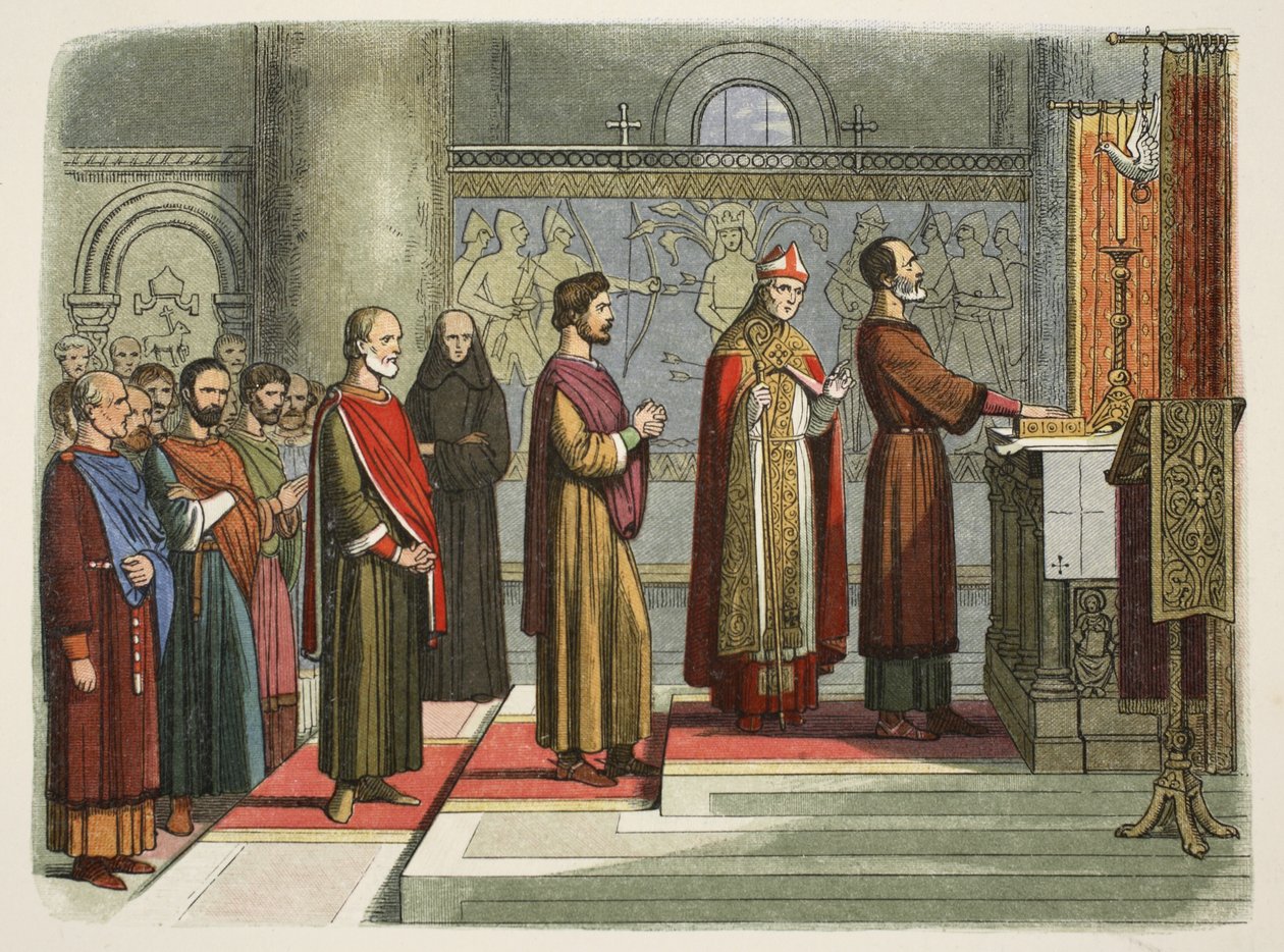 Baronene sverger å oppnå sine friheter, 1214, fra A Chronicle of England BC 55 til AD 1485, pub. London, 1863 av James William Edmund Doyle
