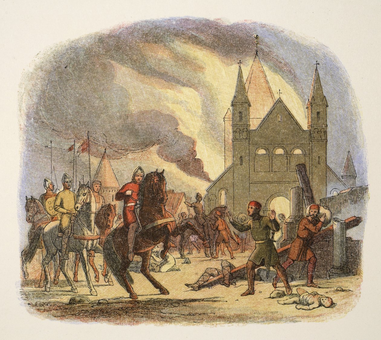 William I mottok en dødelig skade i Mantes, Frankrike, 1087, fra A Chronicle of England BC 55 til AD 1485, pub. London, 1863 av James William Edmund Doyle