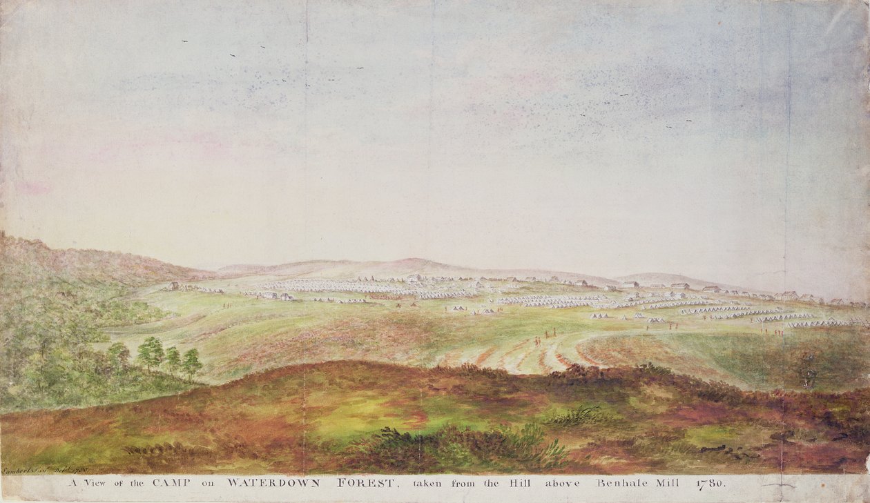 En utsikt over leiren på Waterdown Forest, 1780 av James the Younger Lambert