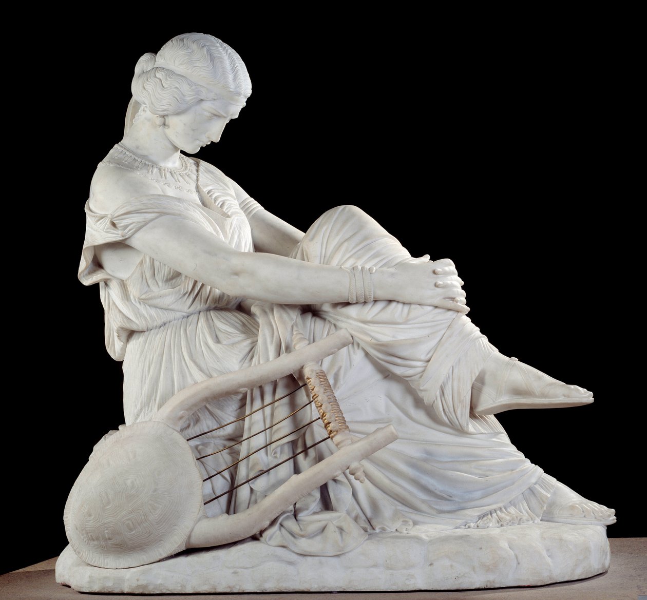 Sapho (eller Sappho, 7. århundre f.Kr.), gresk dikter av antikken. Marmorskulptur av James Pradier (1790-1852) av James Pradier