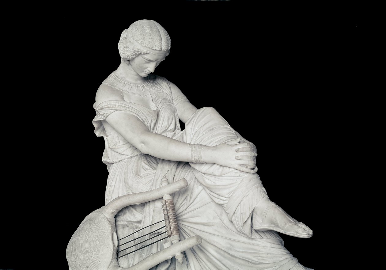 Sapho (eller Sappho, 7. århundre f.Kr.), gresk dikter av antikken. Marmorskulptur av James Pradier (1790-1852) av James Pradier