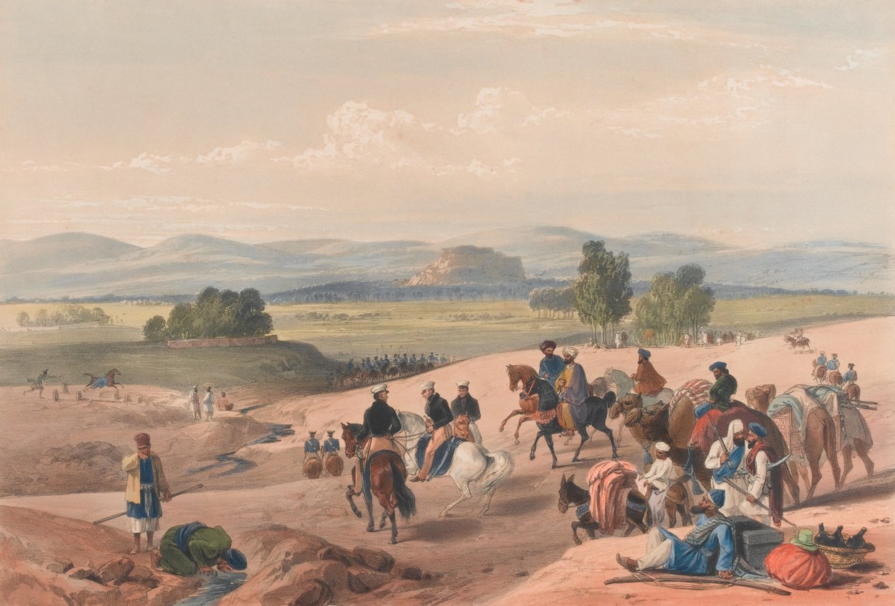The Approach to the Fortress of Kwettah [sic], ca. 1839 (litografi, tonet) av James (after) Atkinson