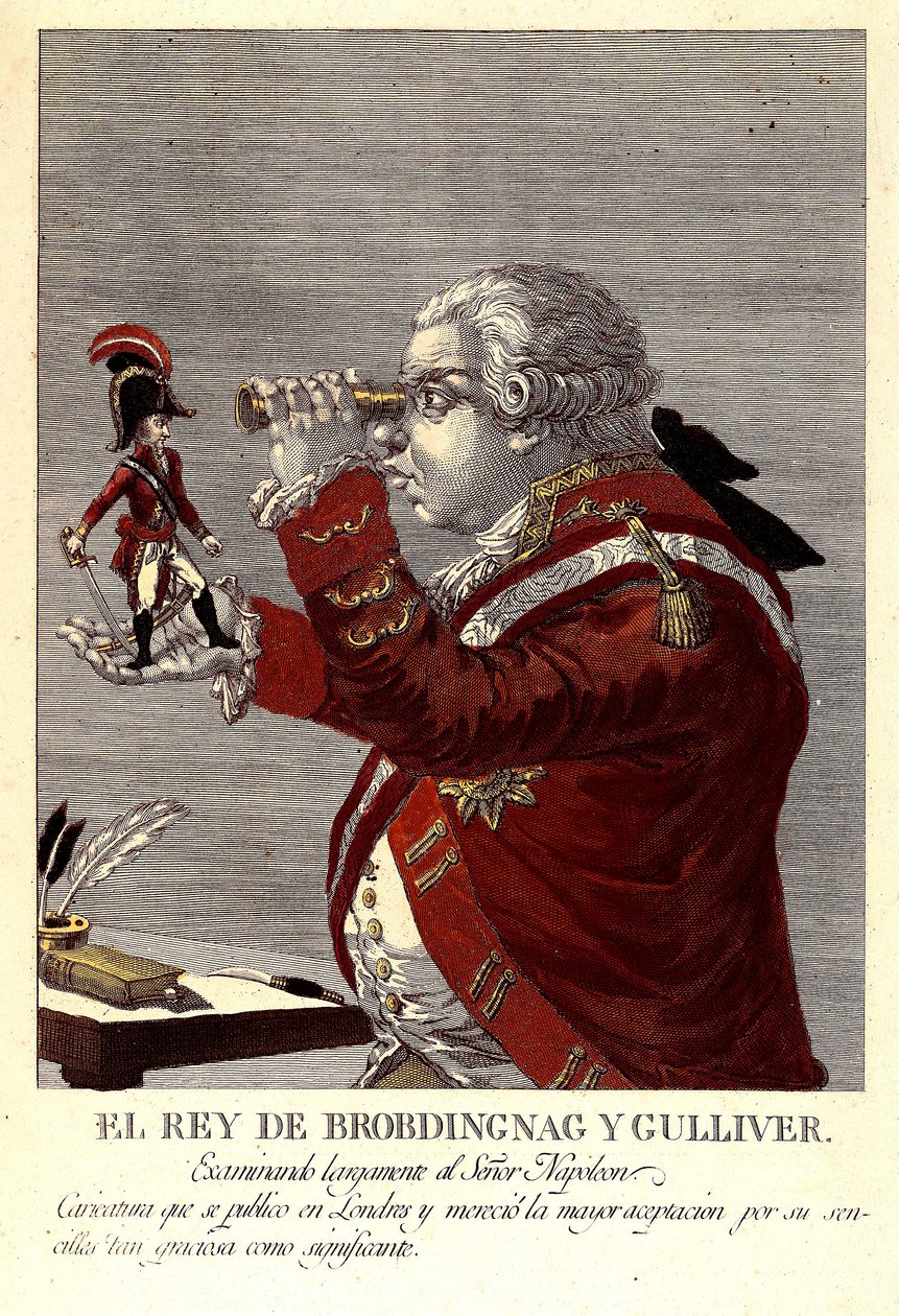 Kongen av Brobdingnac og Gulliver av James (after) Gillray
