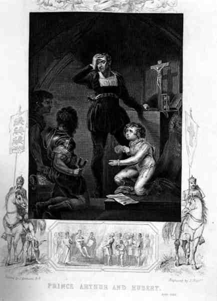 Prins Arthur og Hubert, i King John av William Shakespeare (1564-1616) gravert av J. Rogers (gravering) av James (after) Northcote