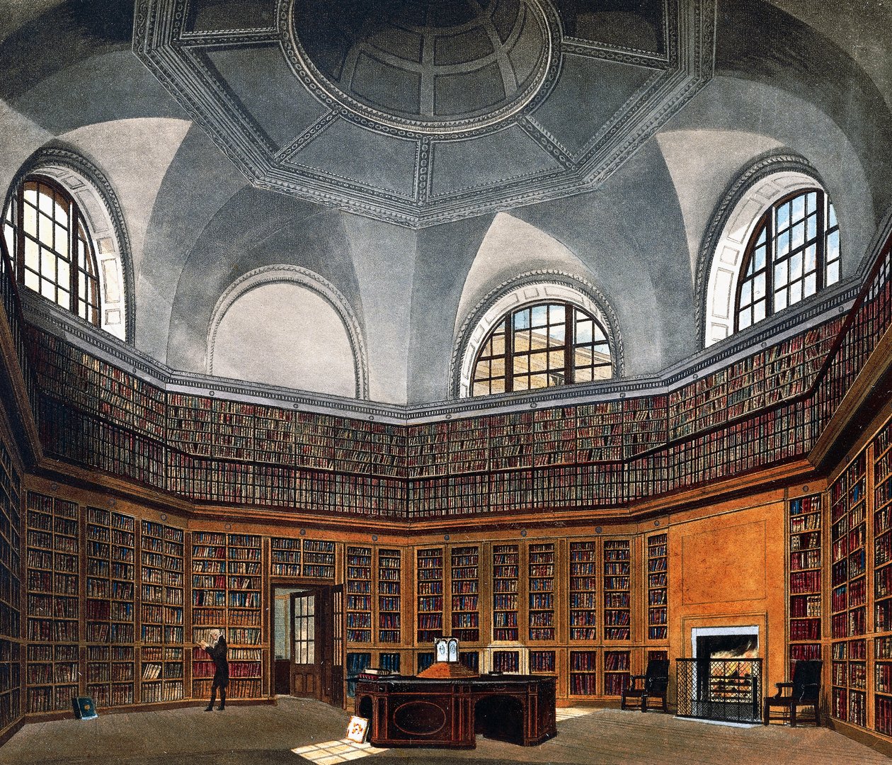 King's library, Gravering av Richard Reeve etter tegning av James Stephanoff, From The History of the Royal Residences av James (after) Stephanoff