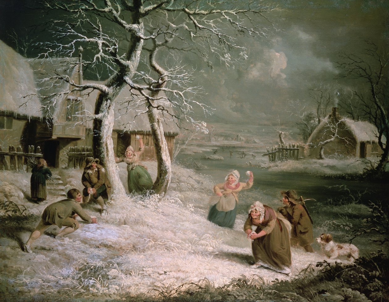 Peasants Snowballing, ca. 1790 (olje på lerret) av James (attr. to) Ward