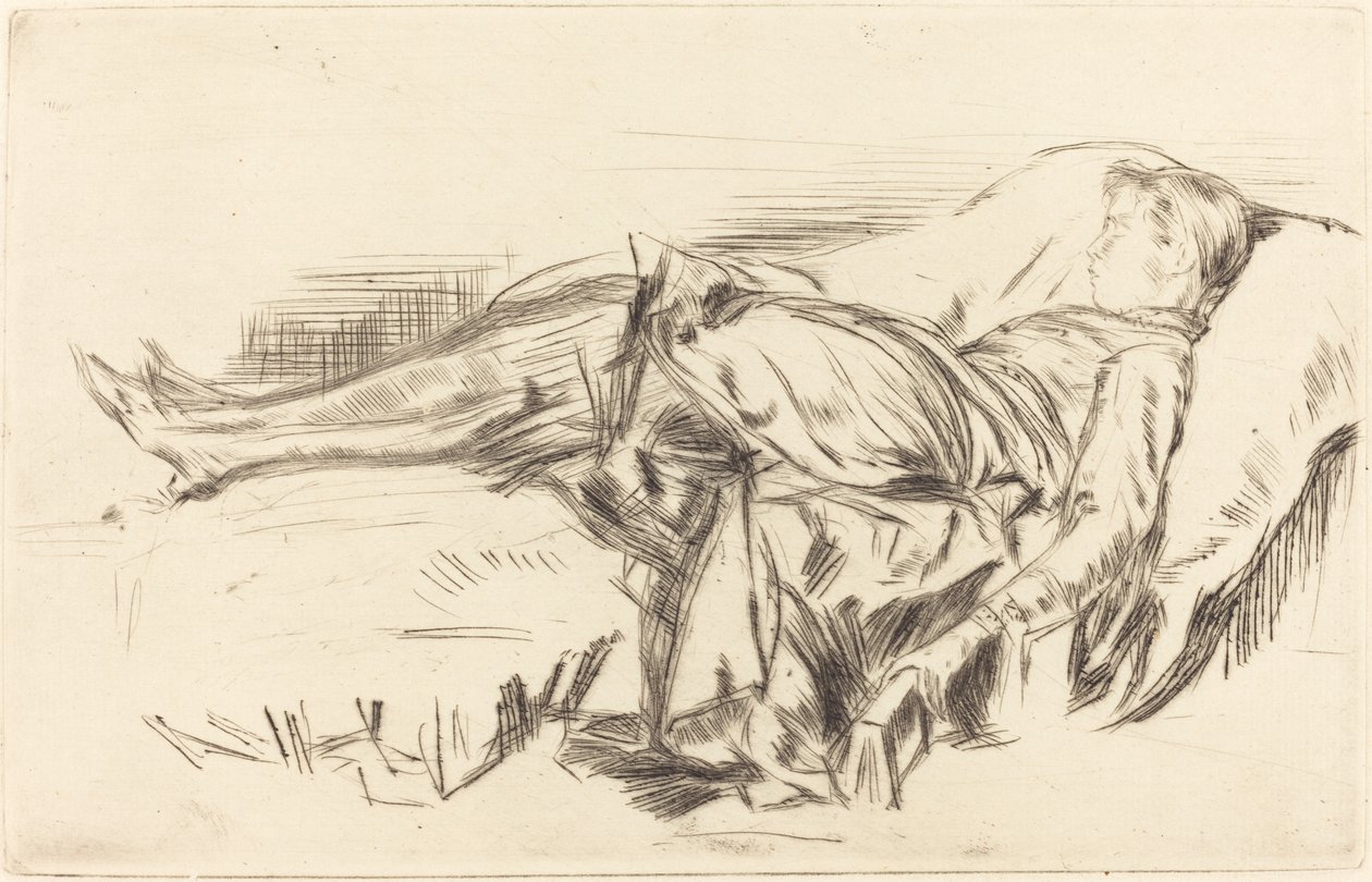 Et barn på en sofa, nr. 2, ca. 18731875. av James Abbott McNeill Whistler