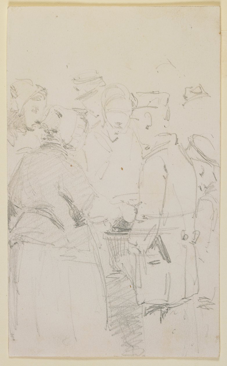 En gruppe figurer rundt en brazier, 1858. av James Abbott McNeill Whistler