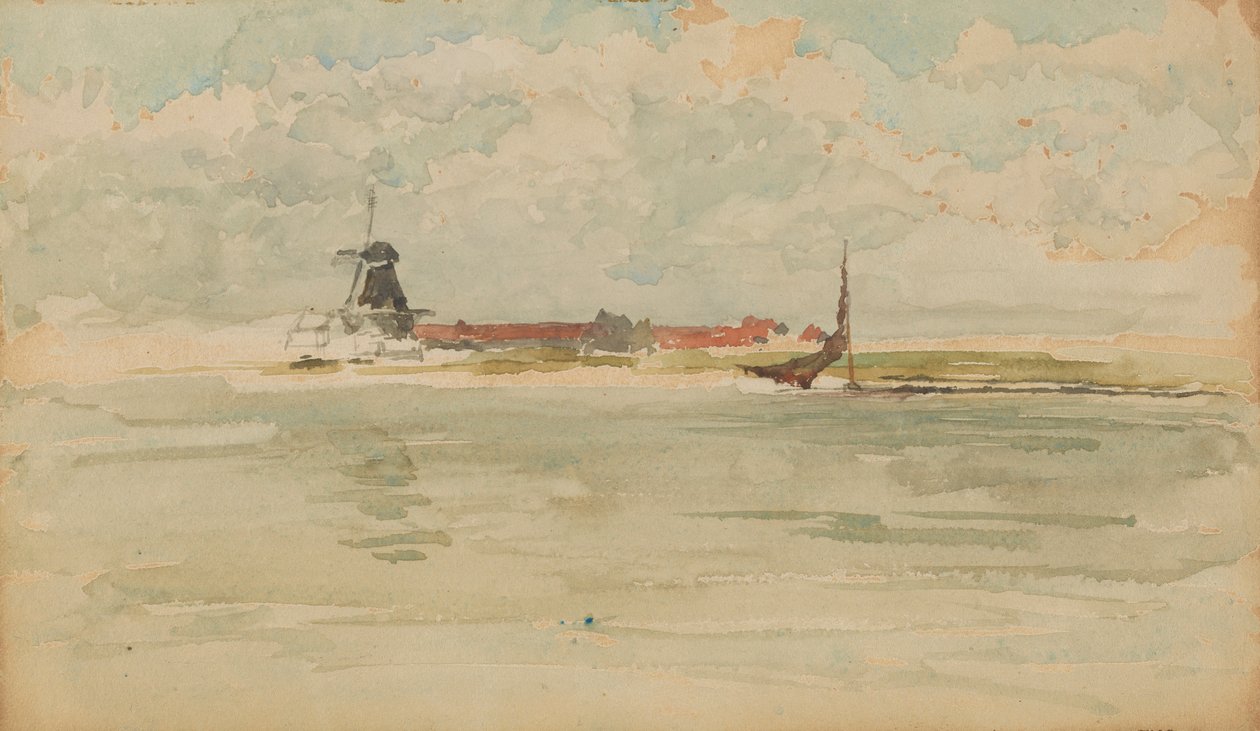 En liten rød note - Dordrecht, 1884. av James Abbott McNeill Whistler