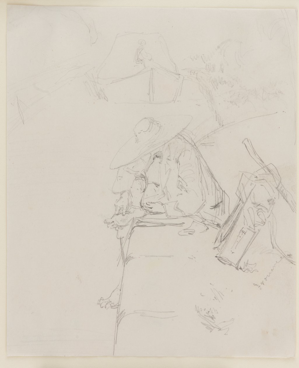 En mann satt på kanten av en vegg, 1858. av James Abbott McNeill Whistler