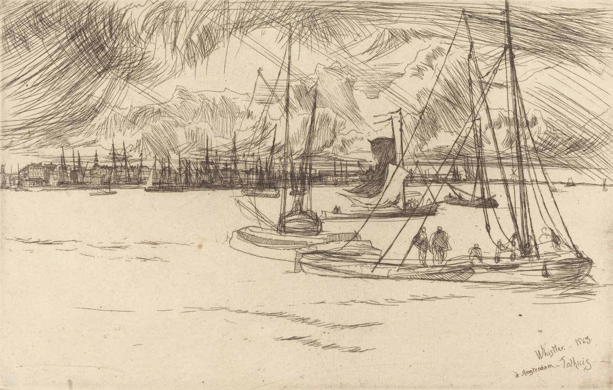 Amsterdam fra Tolhuis, 1863. av James Abbott McNeill Whistler
