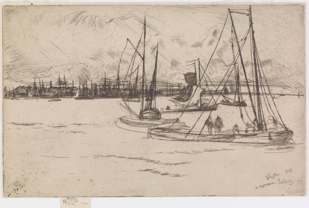 Amsterdam, fra Tolhuis, 1863. av James Abbott McNeill Whistler
