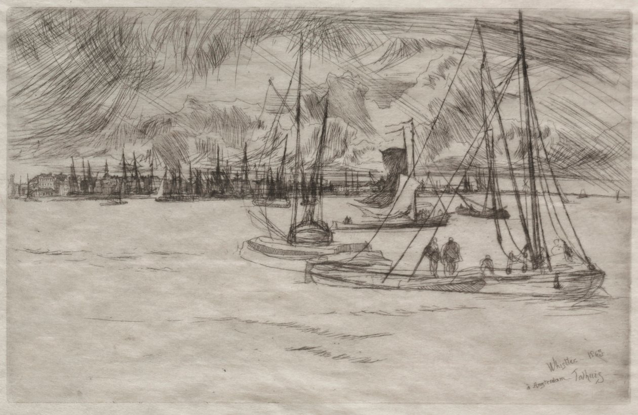 Amsterdam fra Tolhuis, 1863. av James Abbott McNeill Whistler