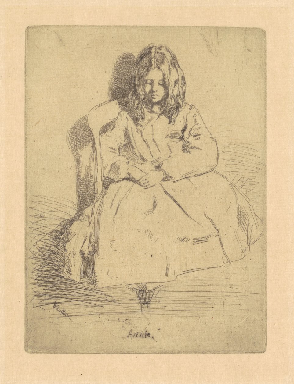 Annie, sittende, 18581859. av James Abbott McNeill Whistler