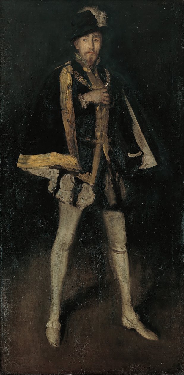 Arrangement in Black, nr. 3: Sir Henry Irving som Filip II av Spania, 1876, omarbeidet 1885. av James Abbott McNeill Whistler