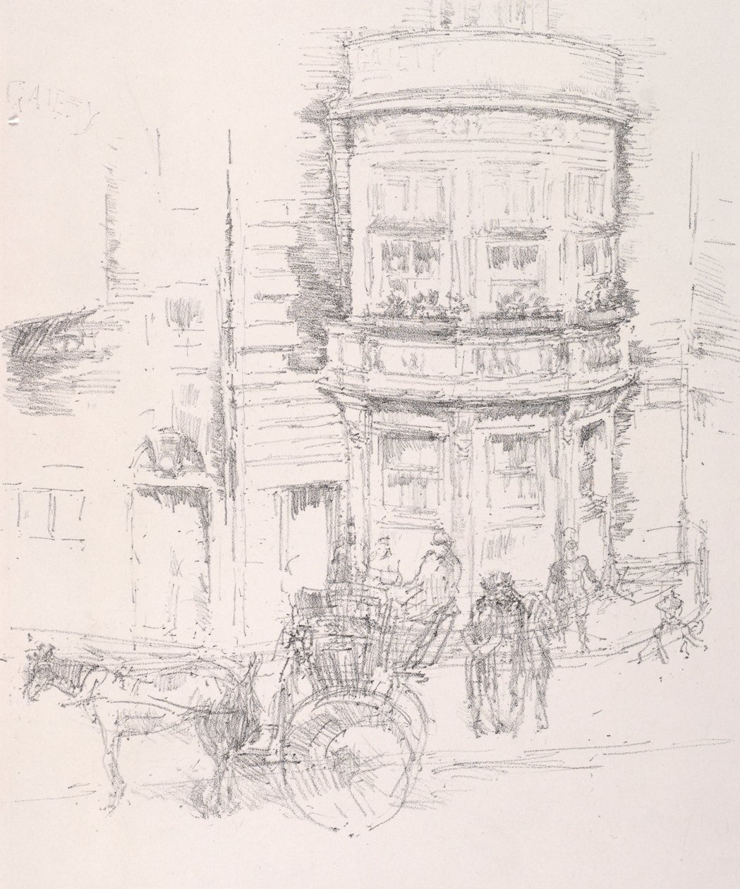 Baksiden av The Gaiety Theatre. av James Abbott McNeill Whistler