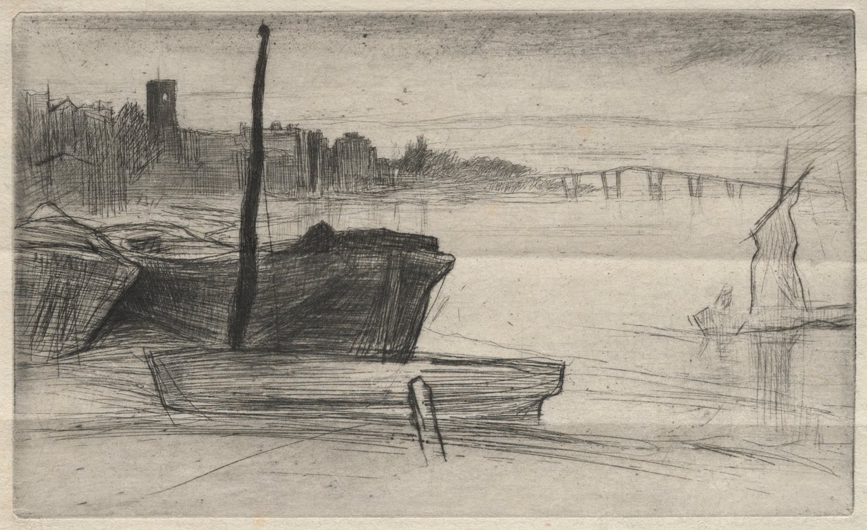 Chelsea Bridge and Church, 1871. av James Abbott McNeill Whistler
