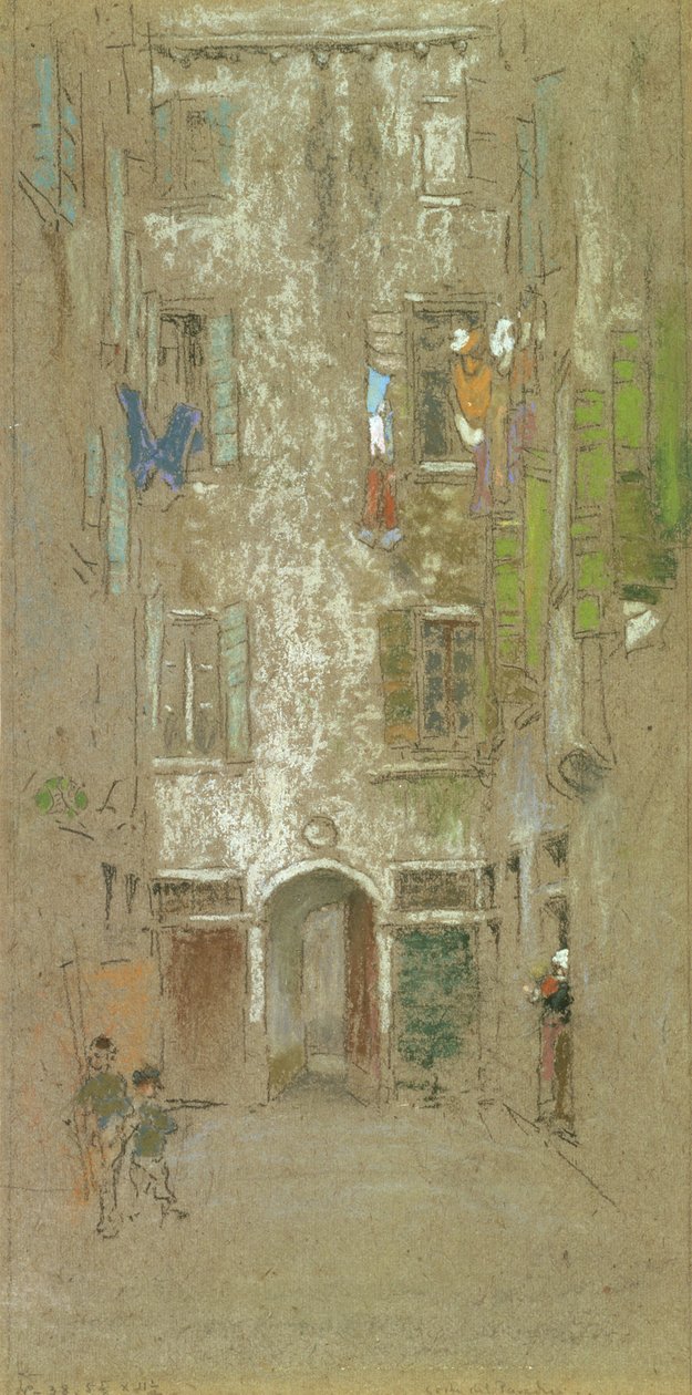 Corte del Paradiso, 1880 (kritt og pastell på grått papir) av James Abbott McNeill Whistler