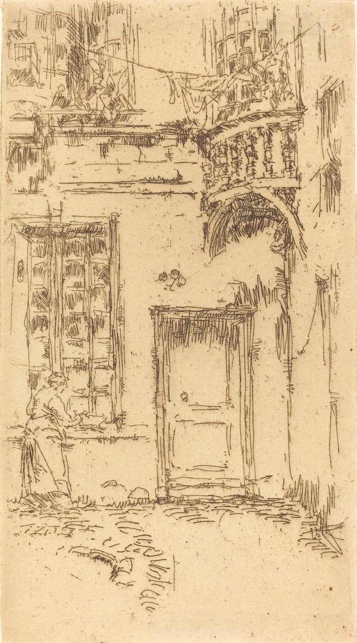 Courtyard, Rue P.L. Kurer, 1888. av James Abbott McNeill Whistler