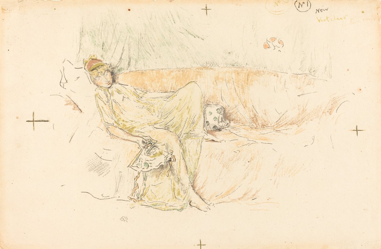 Drapert figur, liggende, 1892. av James Abbott McNeill Whistler