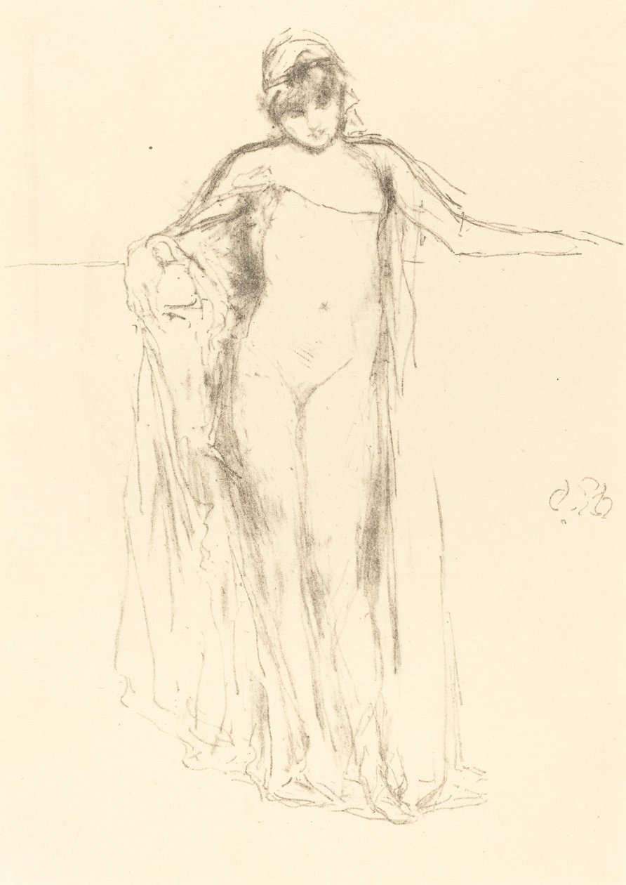 Drapert modell, stående, 1893. av James Abbott McNeill Whistler