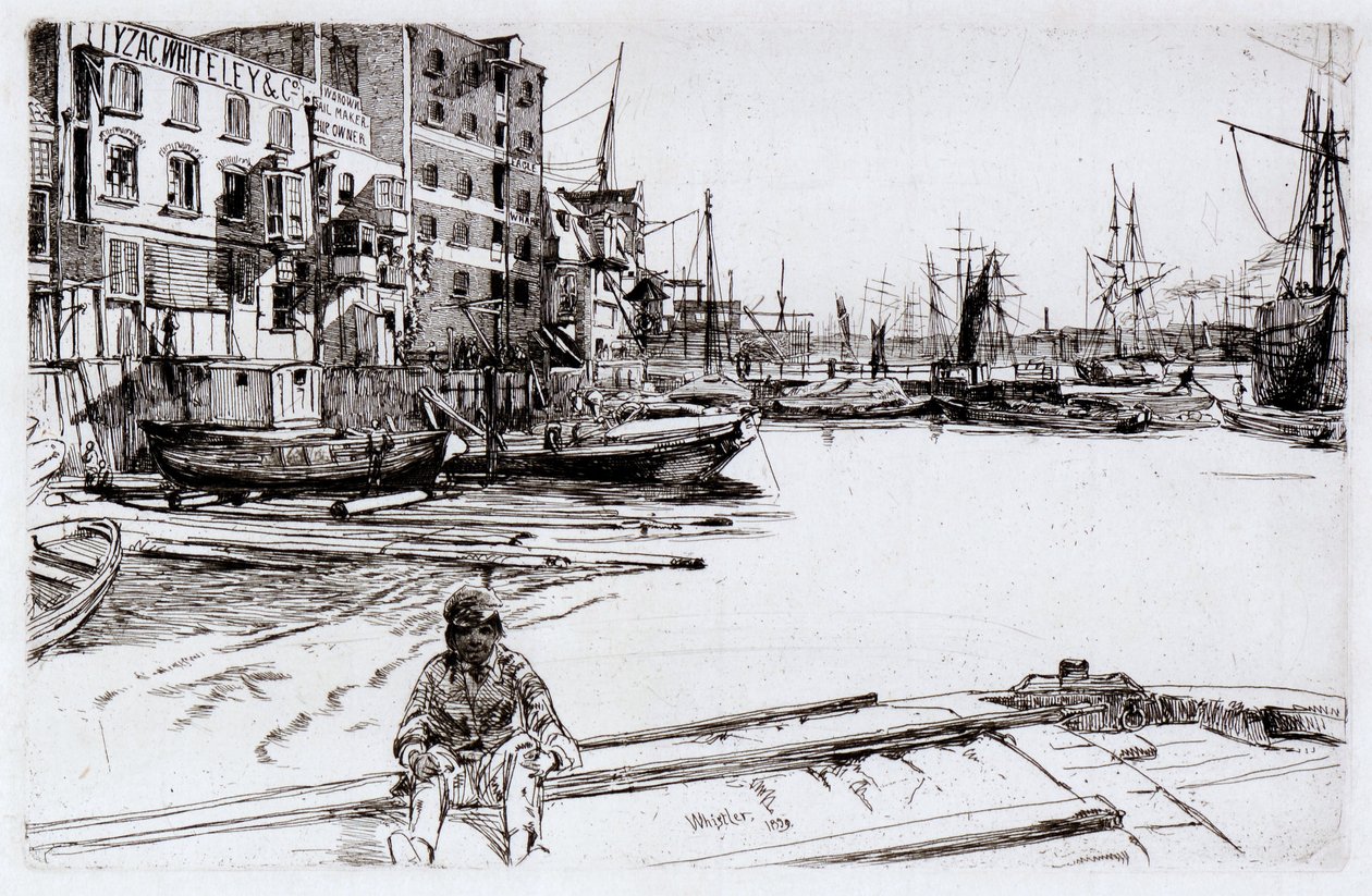 Eagle Wharf (Tyzac, Whitely og Co) av James Abbott McNeill Whistler
