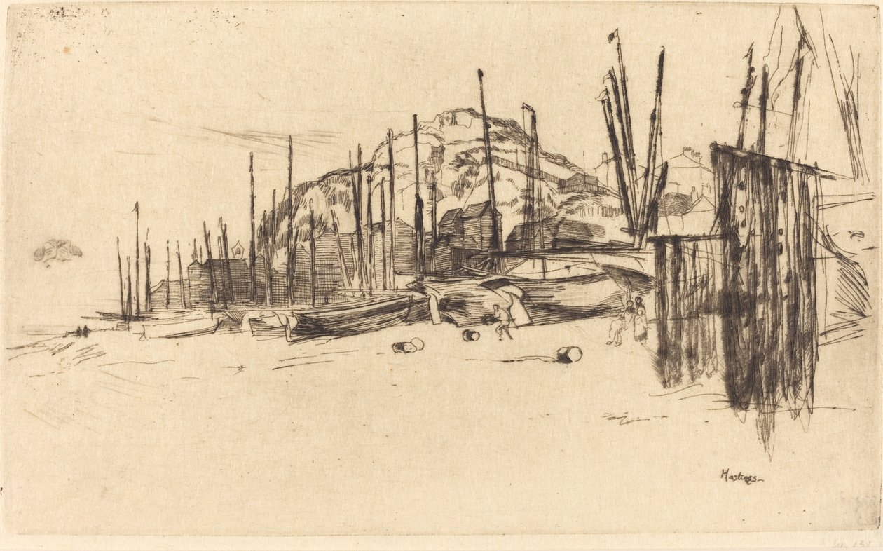 Fiskebåter, Hastings, 1877. av James Abbott McNeill Whistler