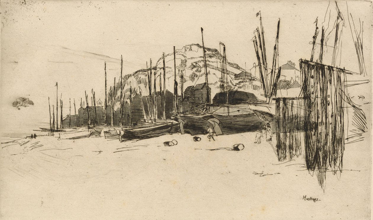 Fiskebåter, Hastings, 1877. av James Abbott McNeill Whistler