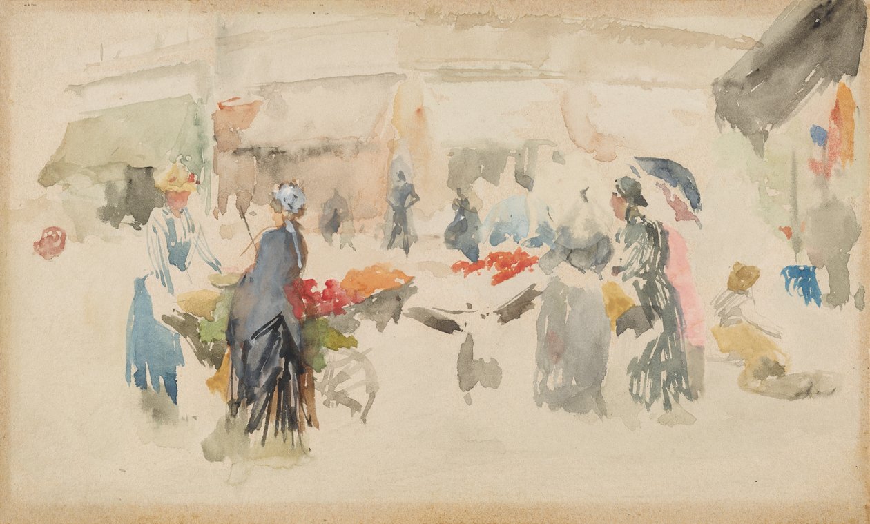 Blomstermarked: Dieppe, 1885. av James Abbott McNeill Whistler