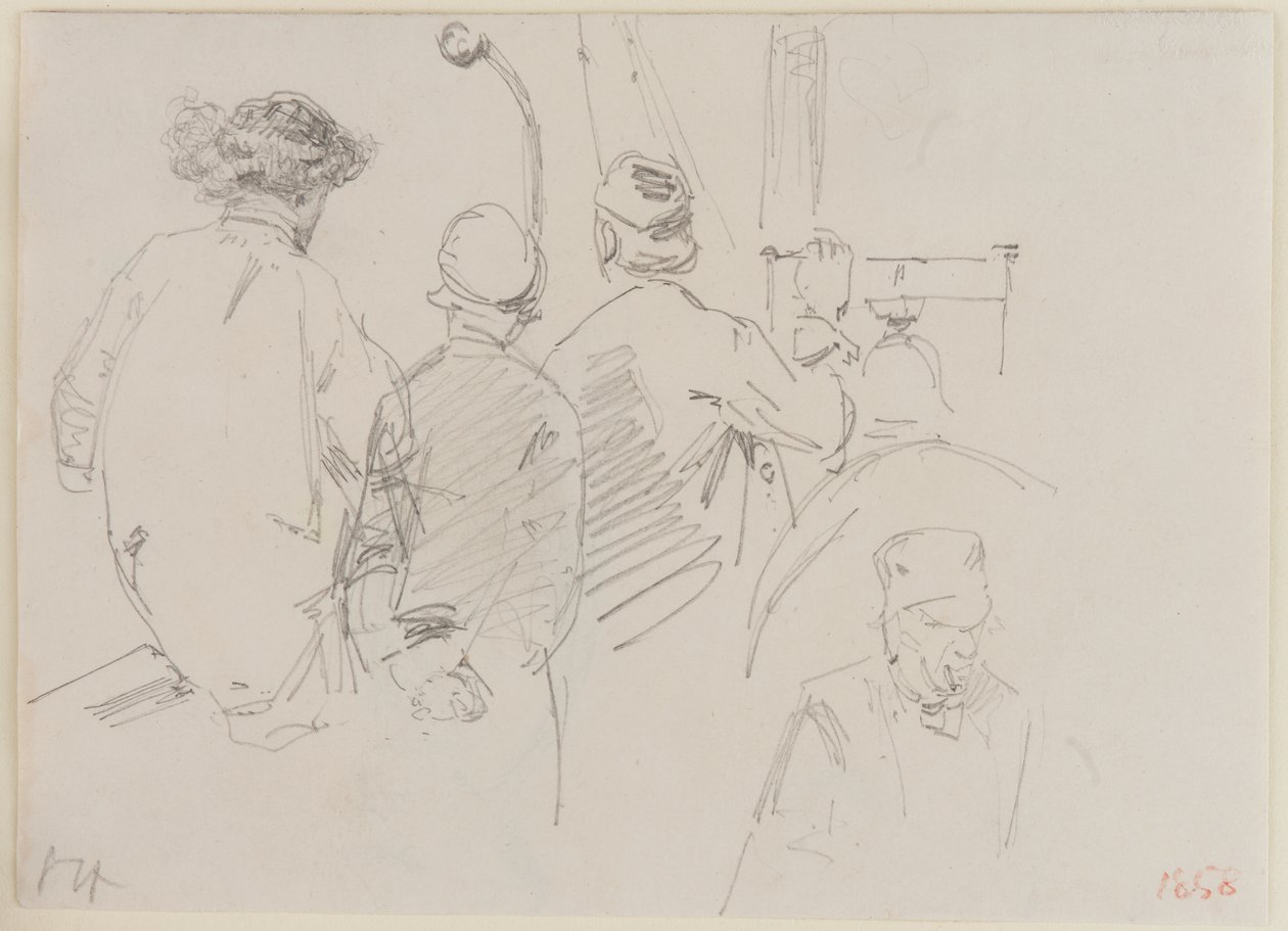 Fire menn ombord i en båt, 1858. av James Abbott McNeill Whistler